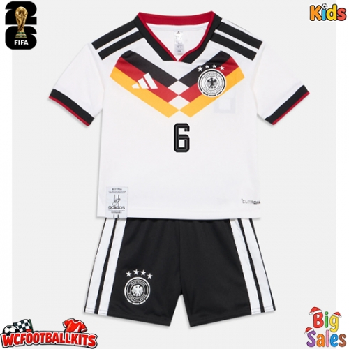 Germany Joshua Kimmich #6 Replica Home Stadium Kit for Kids World Cup 2026 Short Sleeve (+ pants)